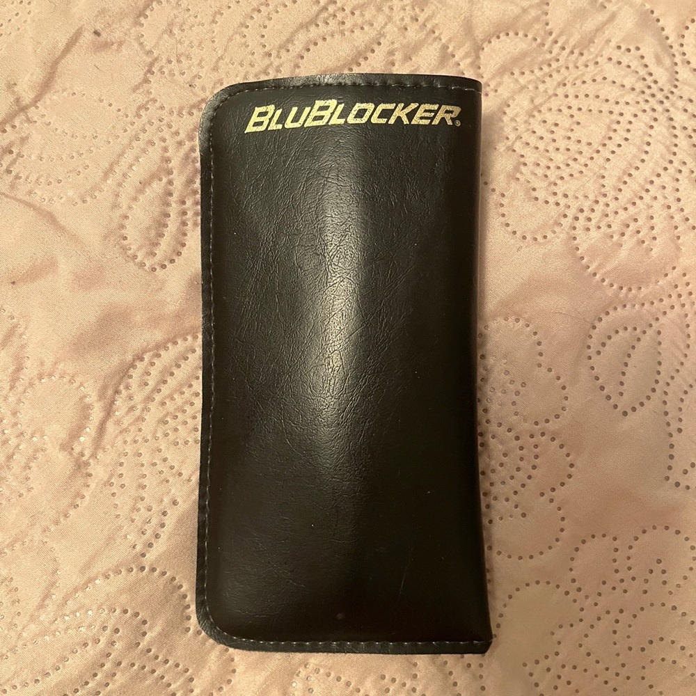 Vintage Blublocker Black Leather Glasses Case